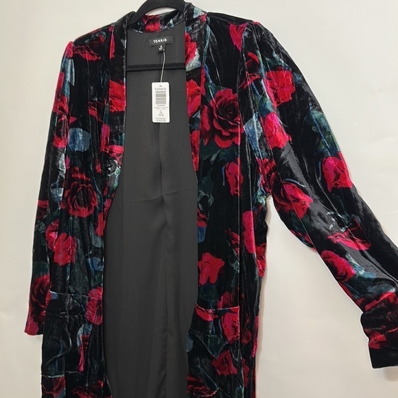 Torrid floral VELVET DUSTER KIMONO - Picture 10 of 11